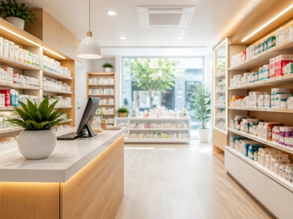 Innenansicht der Domos-Apotheke in Riesa